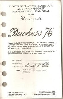 Manual, Beechcraft - Duchess BE-76 - 1976/1978 - Pilot's Operating Handbook