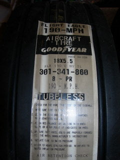 Tire, Goodyear Flight Eagle - 18.00-5.5-8 - 8 Ply - 190 MPH - Tubeless