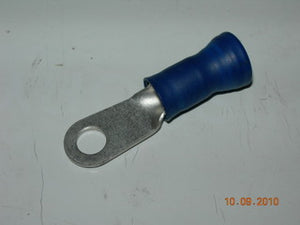 Terminal, Ring - 6 AWG - 1/4" Stud - Blue Nylon Insulated