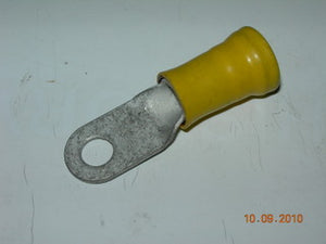 Terminal, Ring - 4 AWG - 1/4" Stud - Yellow Nylon Insulated