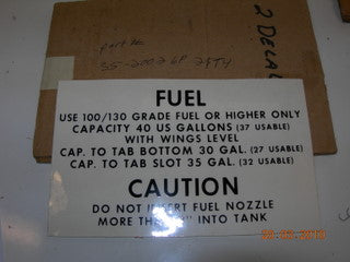Placard, Fuel Quantity