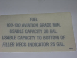 Placard, Fuel Capacity