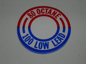 Placard, Fuel - 80 Octane/100 Low Lead - Red/Blue