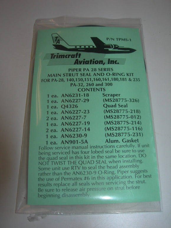 Kit, Strut Seal - Main - PA28/32 - Trimcraft