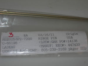 Pin, Hinge - .089 Thick - Stainless