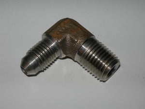 Adapter, 90' - Pipe/Flare - 1/4" NPT - 1/4" Tube OD - Stainless