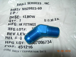 Adapter, 45' - Pipe/Flare - 1/4" NPT - 3/8" Tube OD