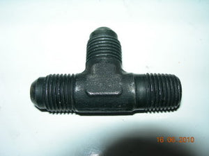 Tee, Pipe on Run/Flare/Flare - 1/4" NPT - 3/8" Tube OD - Steel