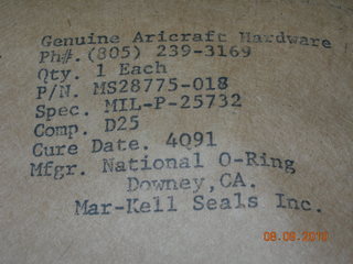 O-ring, Hydraulic - 1/16