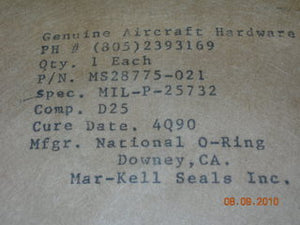 O-ring, Hydraulic - 1/16" Width - 15/16" ID - 1 1/16" OD