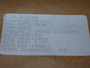O-ring, Hydraulic - 1/16" Width - 1" ID - 1 1/8" OD