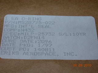 O-ring, Hydraulic - 1/16
