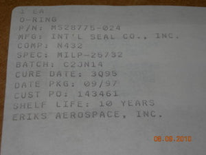 O-ring, Hydraulic - 1/16" Width - 1 1/8" ID - 1 1/4" OD