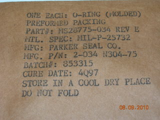 O-ring, Hydraulic - 1/16