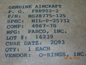 O-ring, Hydraulic -  3/32" Width - 1 5/16" ID - 1 1/2" OD