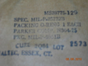 O-ring, Hydraulic - 3/32" Width - 1 9/32" ID - 1 3/4" OD