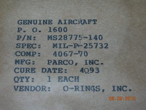 O-ring, Hydraulic - 3/32" Width - 2 1/4" ID - 2 7/16" OD