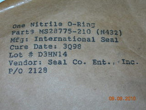 O-ring, Hydraulic - 1/8" Width - 3/4" ID - 1" OD