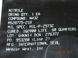 O-ring, Hydraulic - 1/8" Width - 1 1/4" ID - 1 1/2" OD