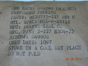 O-ring, Hydraulic - 1/8" Width - 2 1/8" ID - 2 3/8" OD