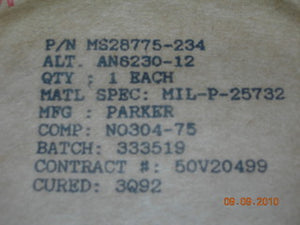 O-ring, Hydraulic - 1/8" Width - 3" ID - 3 1/4" OD