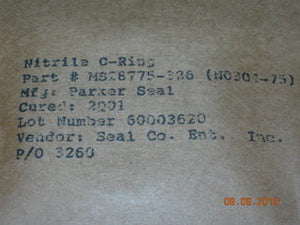 O-ring, Hydraulic - 3/16" Width - 1 5/8" ID -  2" OD