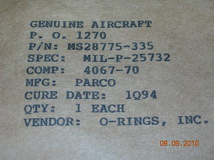O-ring, Hydraulic - 3/16" Width - 2 3/4" ID - 3 1/8" OD